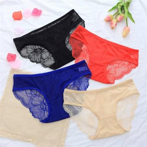 3pcs Fashion Women Panties Seamless Underwear Delicate Transparent Lace Breathable Female Elegant Briefs M L XL
