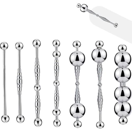 Double Head Metal Urethral Catheter Bead Anus Dilator Penis Stimulator Cock Plug Sex Toys For Men Catheter Sounds Adult Toys