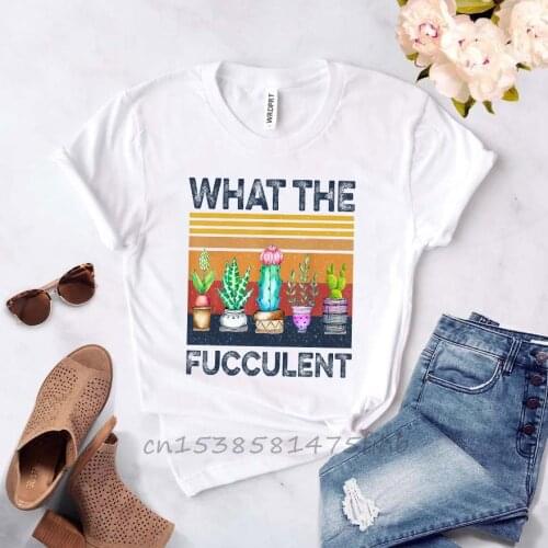 Vintage Style What The Fucculent Cactus T Shirt Succulents Plants Graphic Aesthetic Premium Fabric Tees