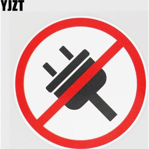 YJZT 11.2CMX11.2CM Prohibition Sign PVC Decal Plug And Socket Car Sticker Graphical 11B-0234