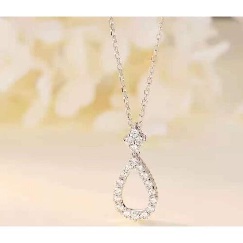 100% Real Diamond Woman Pendant Necklace Trendy Style Diamond Accented 18K-gold Jewelry