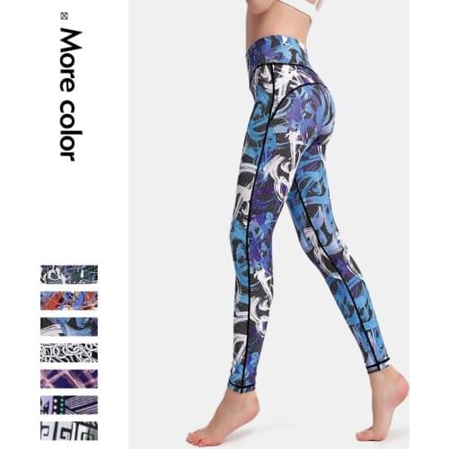 2020 Women Printed Yoga Pants High Waist Stretchy Sport Leggings Fitness Clothes Women Gym Tight Sportswear Running Pant Trouser