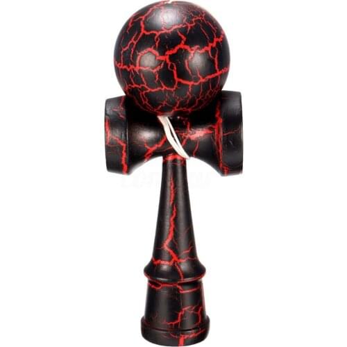 12.5cm Red Crackle Pattern Wooden Kendama Ball Education Traditional Game Toy For Adult Children Outdoor Sport