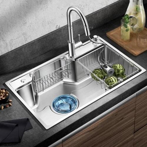 304 Stainless Steel Kitchen Sink, Large Single Tank, Large Sink, Sink Countertop, Integrated Thickening Package
