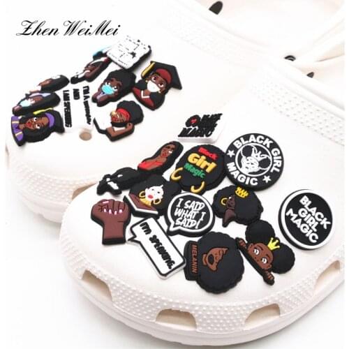 Shoe Accessories Black Human Rights Shoe Charms Accessories Black Girl Magic Shoe Decoration for Jibz Kids Party X-mas Gifts