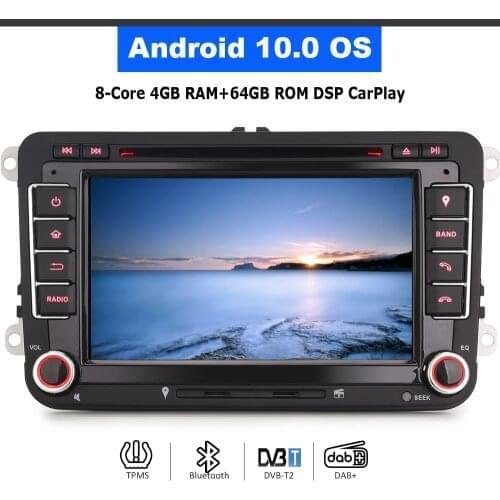 VANKESEONG 7" Android 10.0 Car DVD Stereo Multimedia Player for Volkswagen T5 Transporter Tiguan Touran CarPlay & Auto GPS