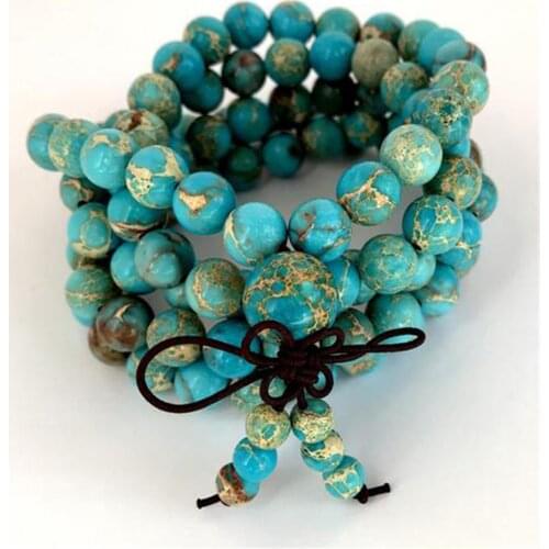 6mm Imperial Jasper 108 Beads Handmade Tassel Necklace Bracelet Tibetan Wristband Retro Chakra Japa Prayer Spirituality