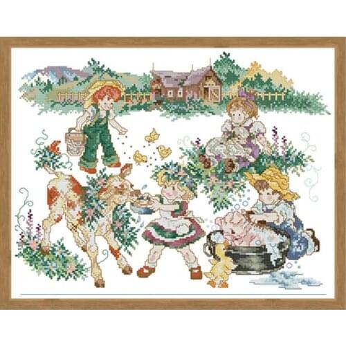 Country Life (2) Counting Cross Stitch 11CT 14CT Cross Stitch Set Landscape Cross Stitch Kit Embroidery Needlework DIY Handmade
