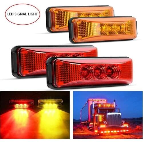 Truck Side Light LED Signal Light 12V 3LED Side Marker Light Clearance Truck Trailer RV Red Yellow White Car Light