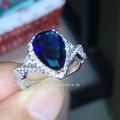 Choucong Victoria Jewelry 10kt white gold filled Pear Cut AAA Cubic Zirconia Simulated stones Women Wedding Heart Ring Gift