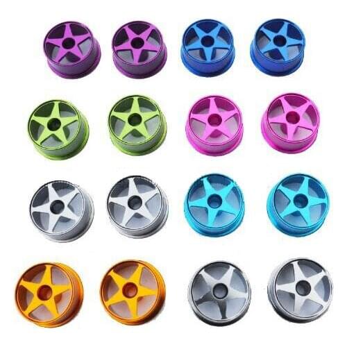 4Pcs Middle Diameter Wheels Star Aluminum Wheel Hubs for 1/32 Scale Tamiya Mini 4WD Racing Car Model