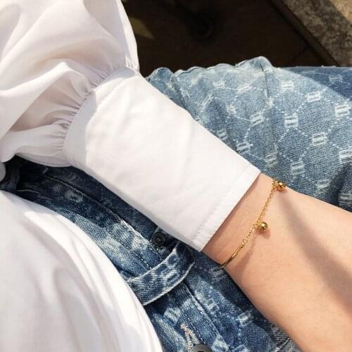 MODAGIRL Stainless Steel Womens Bracelet Gold Beads Bracelet Bangle Adjustable Fashion Handmade Jewelry Friends Gift