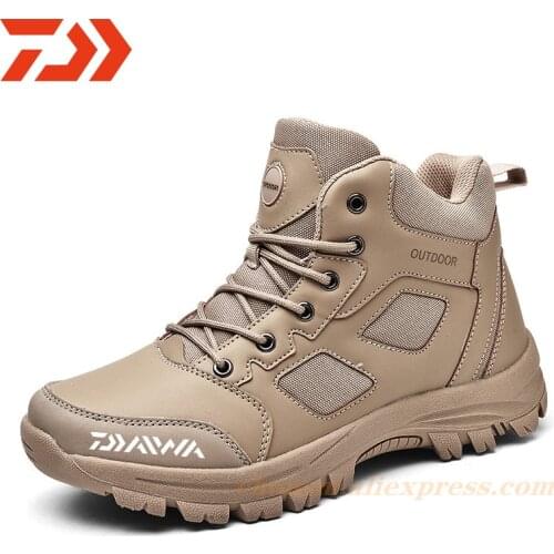 Dawa 2021 Men High Quality Fishing Non-slip Leather Boots Hiking Tactical Desert Combat Mens Boots Outdoor Shoes Ankle Boots