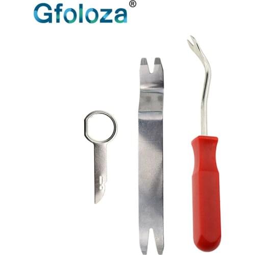 Gfoloza Car Removal Tool Kit Radio Trim Dash Panel Door Clip Repair Tools Installer Metal Pry Auto Handle Tools 3PCS/Set