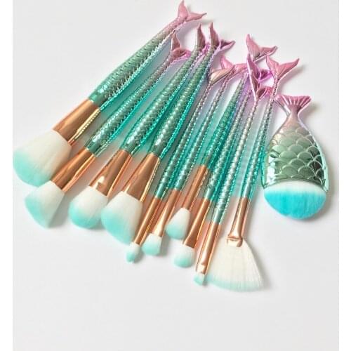 Sky Blue Mermaid Makeup Brushes Set for Liquid Foundation Powder Blending eyeshadow Eyebrow Eyeliner Lip Cosmetic Brush Kit Tool