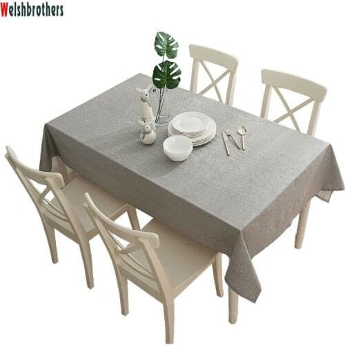 Pure color cotton and linen waterproof fabric can be customized size rectangular wholesale tablecloth for wedding party hotel
