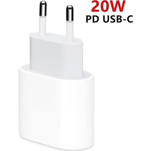 Original 20W USB-C Power Adapter For iphone 12 12mini Pro Max Type C 18W fast charger for Apple Cable for iPhone 8 Plus XR 11 XS
