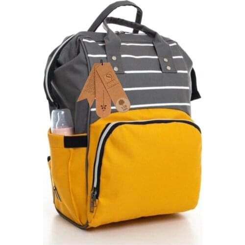 Mother-Baby Care Backpack Stain Resistant Waterproof Thermal Split Striped