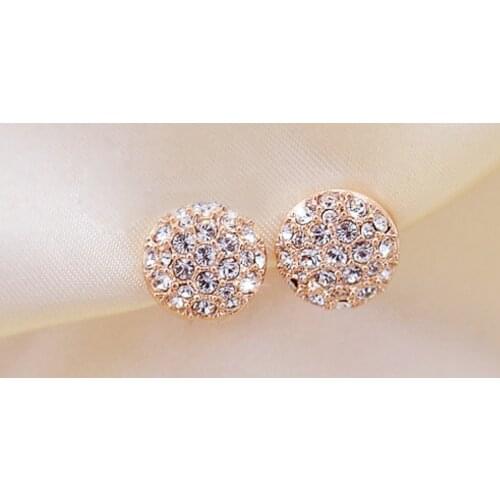 Rhinestone Crystal Stud Earrings for Women Simple Big Round Trendy Party Geometric Statement Earrings Minimalist Jewelry Gift