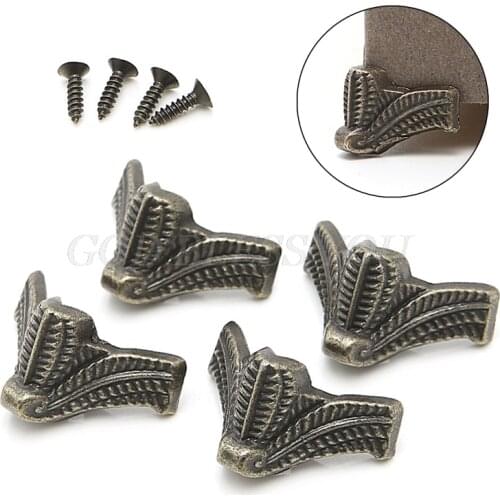 4x Vintage Jewelry Box Wooden Case Decorative Feet Leg Metal Corner Protector Drop Shipping