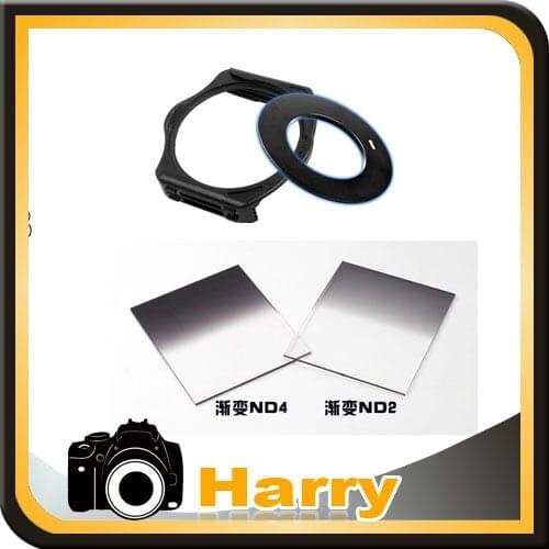 Choose a ring 49/52/55/58/62/67/72/77/82MM Ring adapter + 2pcs Graduated square filter ND2/ND4 + filter holder f Cokin P series