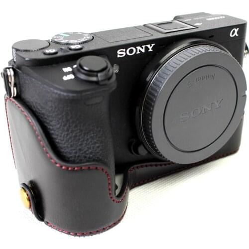 High Quality Camera Base Half Body PU Leather Camera case For Sony A6500 a6500 Camera Bag With Battery Opening