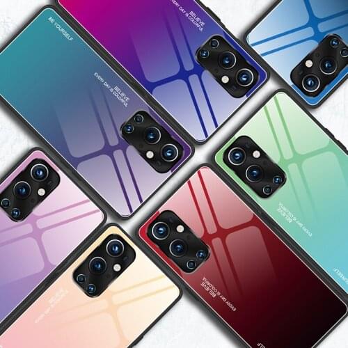 Tempered Glass Back Case For Oneplus 9 9Pro Nord N10 5G N100 8 8Pro 7 7t Pro Gradient Anti-Scratch Soft Protective Cover Coque