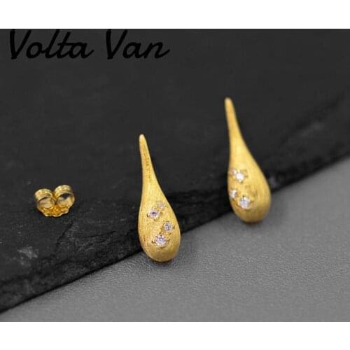 Volta Van Zircon Women Stud Earrings 925 Sterling Silver Water Drop Elegant 2021 New Luxury Concise Fine Jewelry Silver Earrings