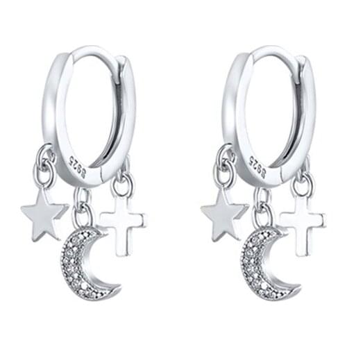 Fashion Tassel Star Moon Cross Charms Stud Earrings For Women Party Jewelry eh1156