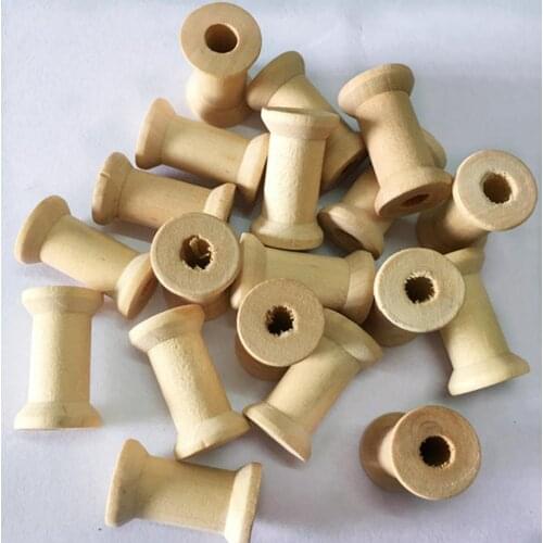 20 Pieces Unfinished Natural Wooden Spools Thread Bobbins Cord Wire Line Coils Reel Sewing Accessories DIY Crafts