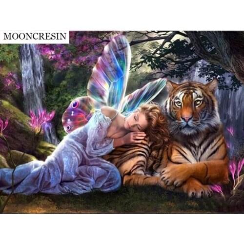 5D Diy Diamond Painting Cross Stitch Needlework Embroidery Fairy Butterfly Rhinestone Tiger Wall Decoration Full Diamond Mosaic