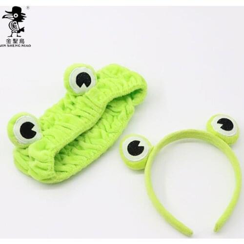 Hair Accessories Cartoon plush hair decoration head frog card Women Girls Cute Coral Fleece Cat Ears Elastic Headbands Soft