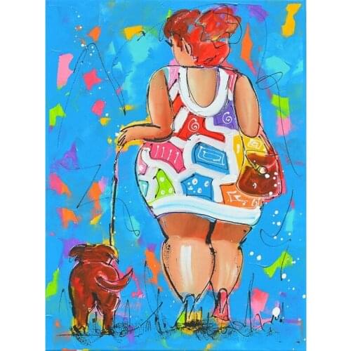 Diamond embroidery fat ladies and her dog 5d diy diamond painting Cross Stitch full square drill Rhinestone mosaic