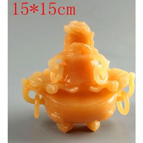 Antique Chinese natural yellow jade carved / sculpture pot,wonderful design,Hand-carved,best adornment&collection,free shipping