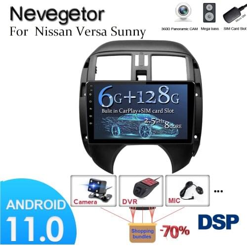 Android 11.0 For Nissan Sunny Versa 2012-2014 Car Radio Multimedia Video Player GPS Navigation NO DVD 2 Din Octa-Core