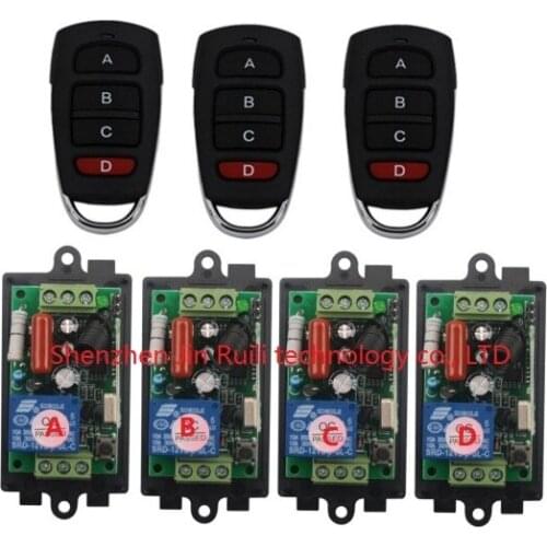 Free Shipping 220V 110V 1CH RF Wireless Remote Control Switch System 315/433 MHZ 3 Transmitter + 4 Receiver @ JRL4050