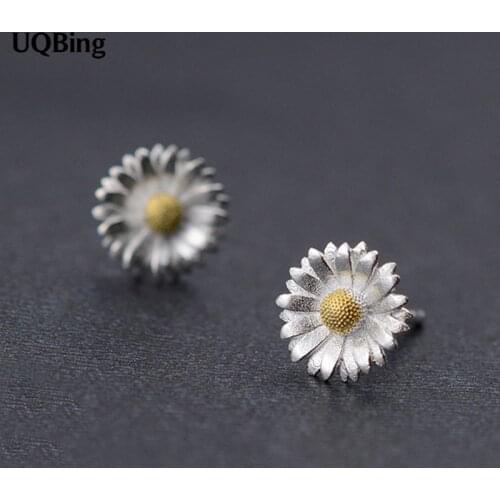 Free Shipping Fashion 925 Sterling Silver Sunflower Stud Earrings Jewelry Pendientes Brincos