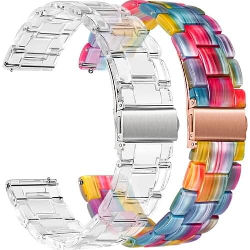 20/22mm Clear Resin Bracelet For Samsung Galaxy Watch 3 41/45mm 46/42mm Active 240/44mm Watch Band Huawei Watch GT 2 Strap