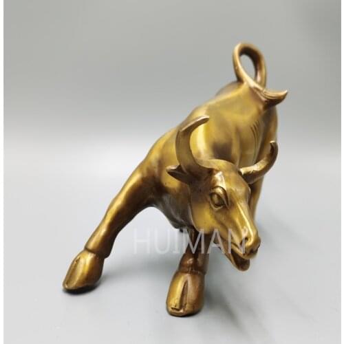 Bull Copper Art Sculpture Lucky Mascot Statue Home Decoration Housewarming Craft Office Shop Opening Gifts