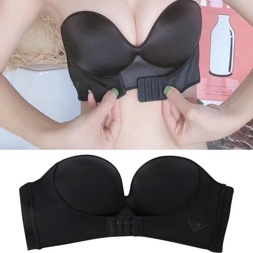 Front Closure Sexy Strapless Bra Women Invisible Bras Backless Brassiere Push Up Lingerie Seamless Bralette for Wedding Dress