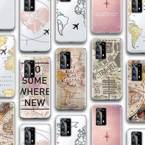Ciciber Map Wanderlust Case for Huawei P30 P40 P20 Mate 40 30 20 10 Honor 30 30S 20 9 Pro Lite P Smart Plus 2019 2020 Silicone