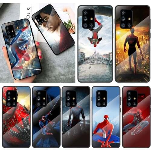 Tempered Glass Cover Marvel Spider Hero For Samsung Galaxy A91 A81 A72 A71 A52 A51 A41 A31 A21S A11 A01 Phone Case