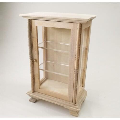 1/12 Wooden DollHouse Showcase Furniture Toy For Dolls Ob11 Mini Cabinet Pretend Play Toys For Girls