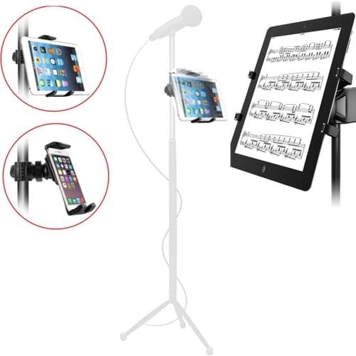 Tablet holder for Microphone stand ABC plastic mobile phone mount for Apple Ipad for Iphone 4.5-10.5'' ereader kindle car holder