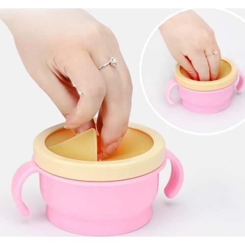 Kids Food Snacks Cup Candy Biscuit Anti Spill Storage Holder Tank Non Spilling Dishes Bowl Cup With Cover&Handle For BabyFeeding