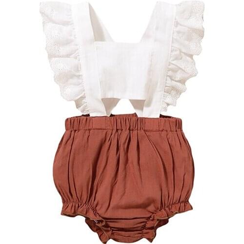 2020 Fasihon Toddler Baby Kid Girl Sleeveless Ruffles Bodysuits Jumpsuits Cotton Outfit Size 0-24M