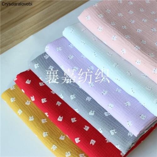200x135cm Cotton Crepe Fabric Printing Double Gauze Seersucker Pants Childrens Cloth DIY Fabric Cartoon