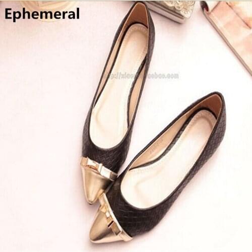 Ladys Top Selling Luxury Snakeskin Soft Bowtie Patent Pointed Toe Flat Heels Shoes Big Size Shoes(4 To 15) In Gold/blue