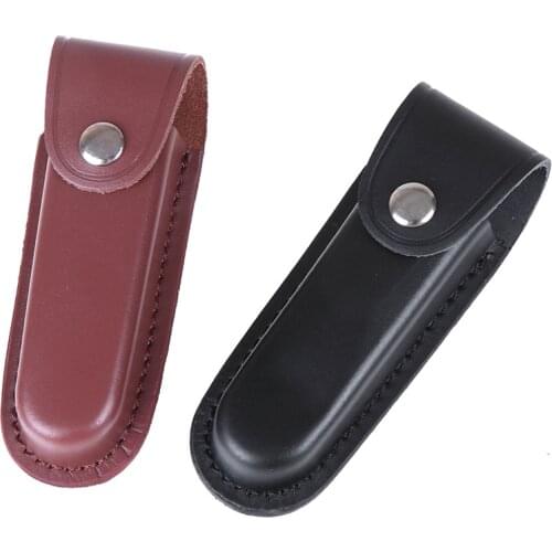 Outdoor Carry Leather Sheath Holster Pouch Bag Fold Knife Tool Pocket Hunt Camp Multi Gear Flashlight Belt Loop Case Holder