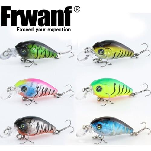 Frwanf Crankbait CSC001 Fishing Lure 6PCS 3.3G 47mm 0.3-0.9M Wobblers hard Bait Bass Lure Sharp Hooks Saltwater carp Fishing
